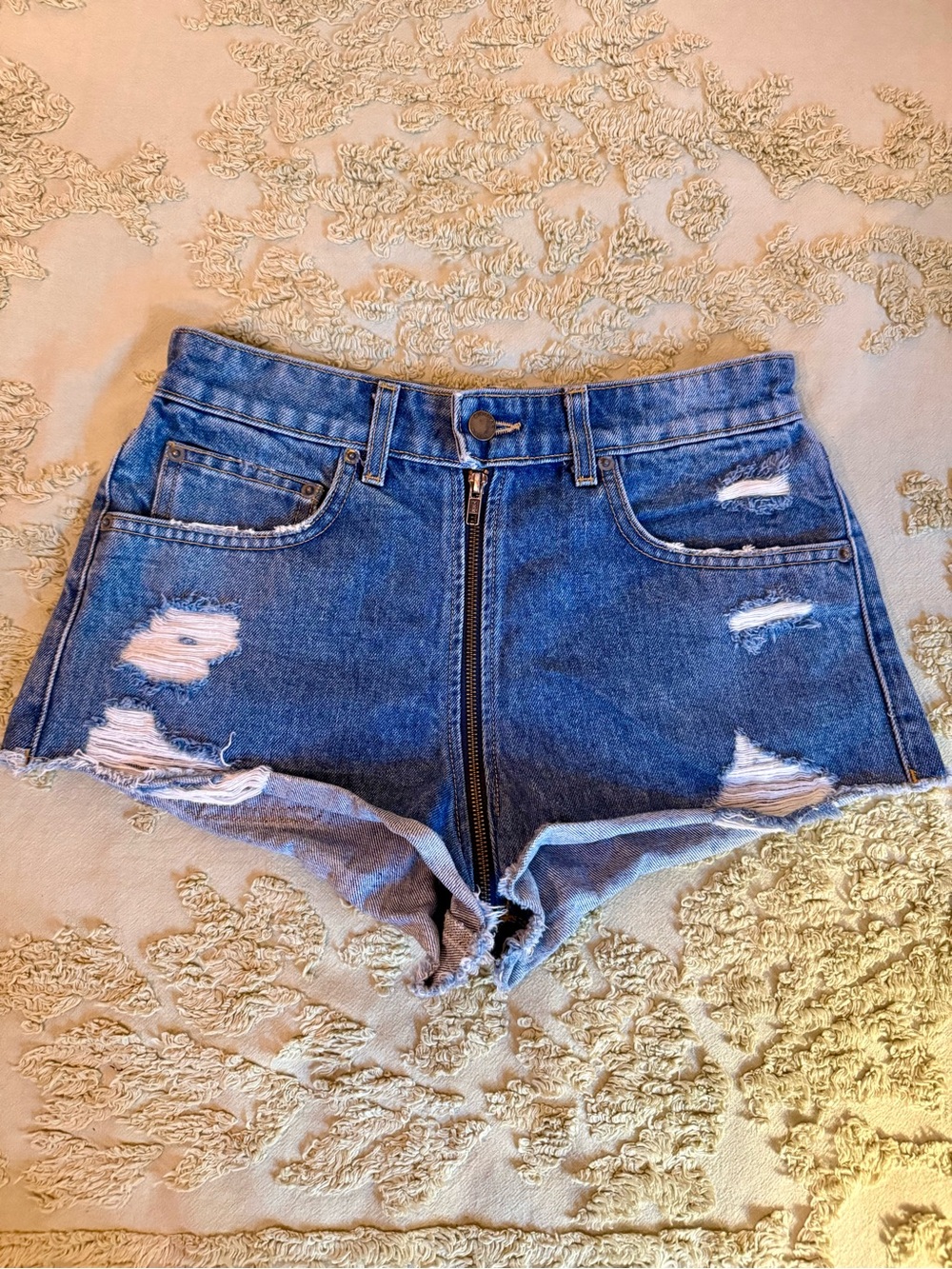 Carmar Distressed High-Rise Denim Shorts